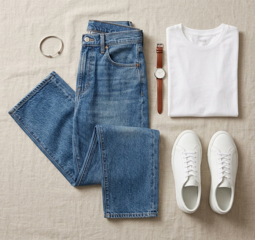 Premium Classic Straight Leg Blue Jeans - View 4