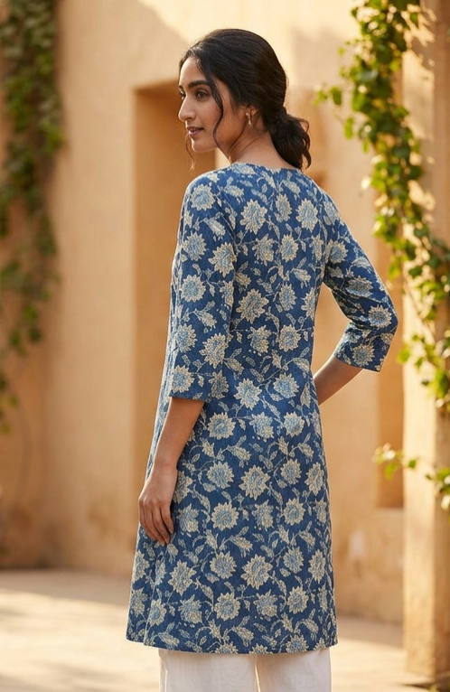 Indigo Bloom A-Line Tunic Kurta