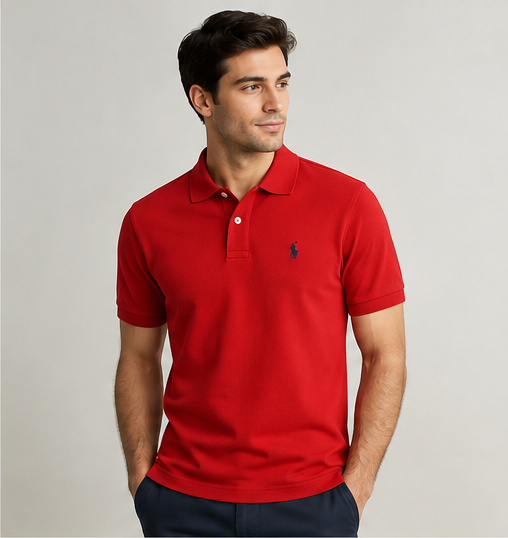 Classic Red Polo T-Shirt for Men | Premium Cotton Blend