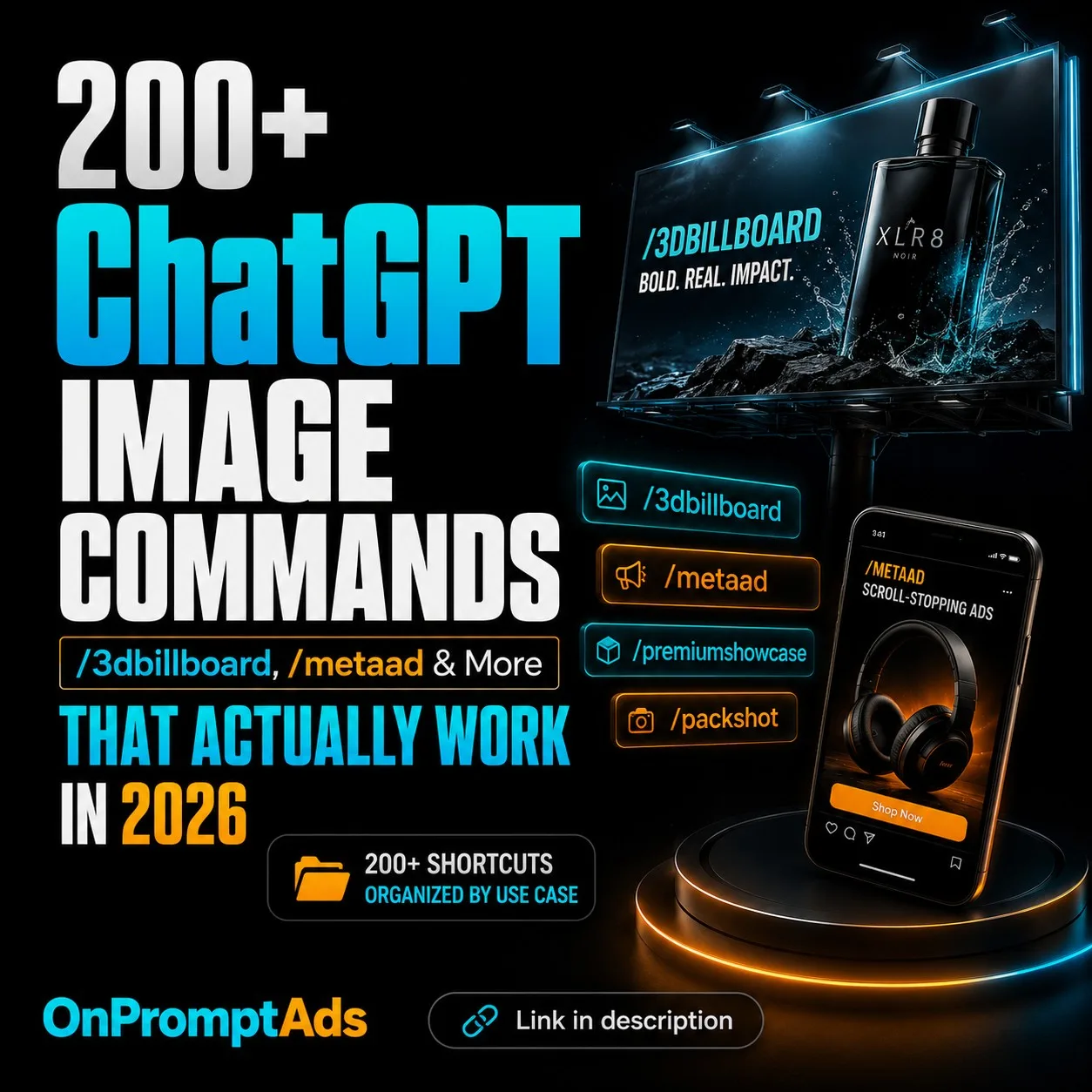 200+ ChatGPT Image Commands (/3dbillboard, /metaad & More) That Actually Work in 2026
