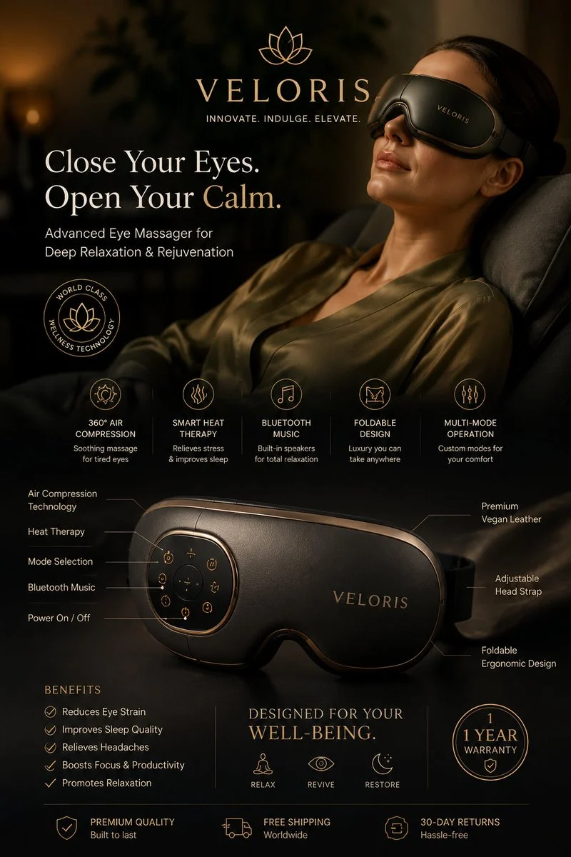 veloris ultra-premium eye massager editorial campaign