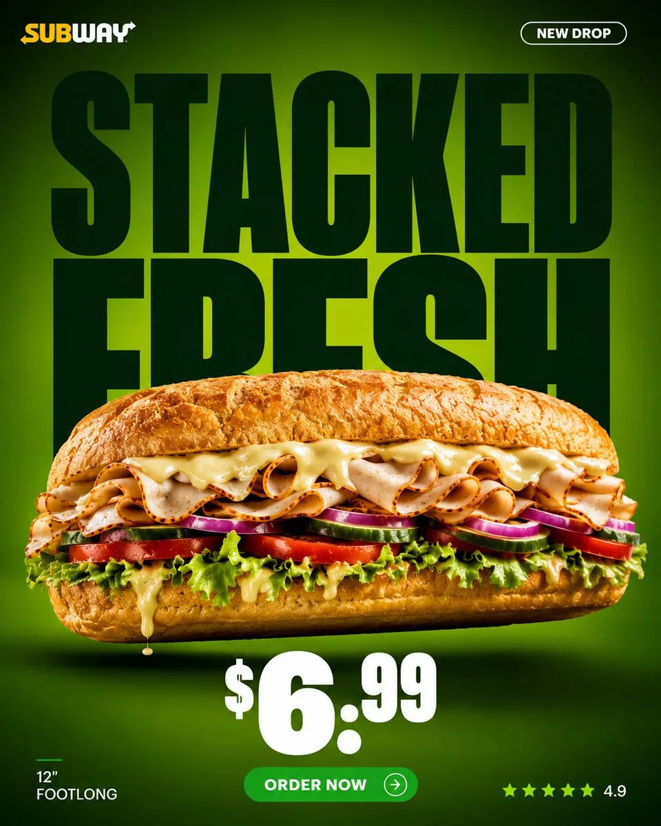subway stacked fresh premium footlong social ad