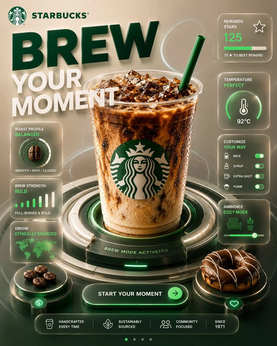 Dunkin Fuel Mode — premium 4:5 SMM poster with 3D UI