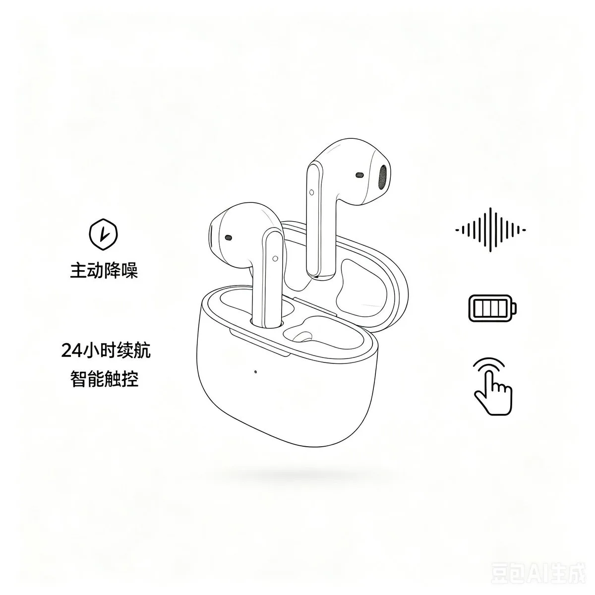 极简白底无线降噪耳机电商主图