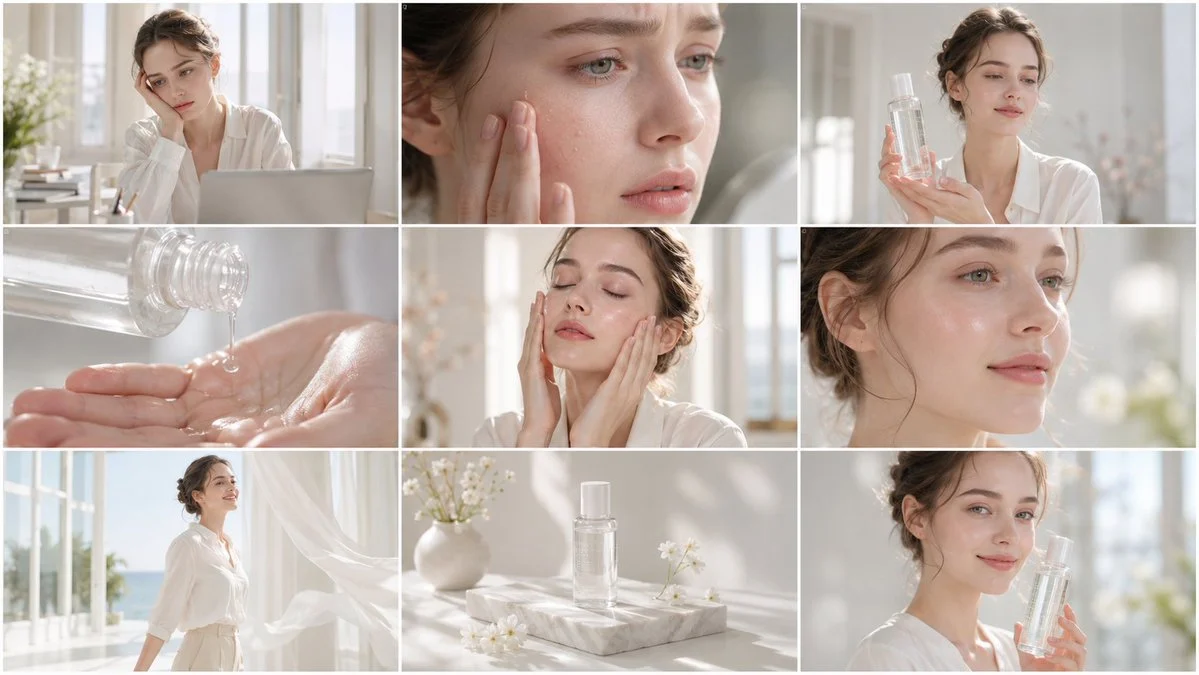 clean-skincare-commercial-storyboard-9-panels
