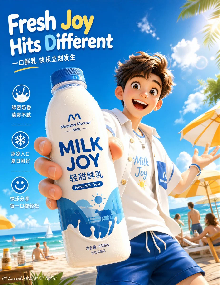 MooMorrow Fresh flagship hero poster — premium milk energy universe