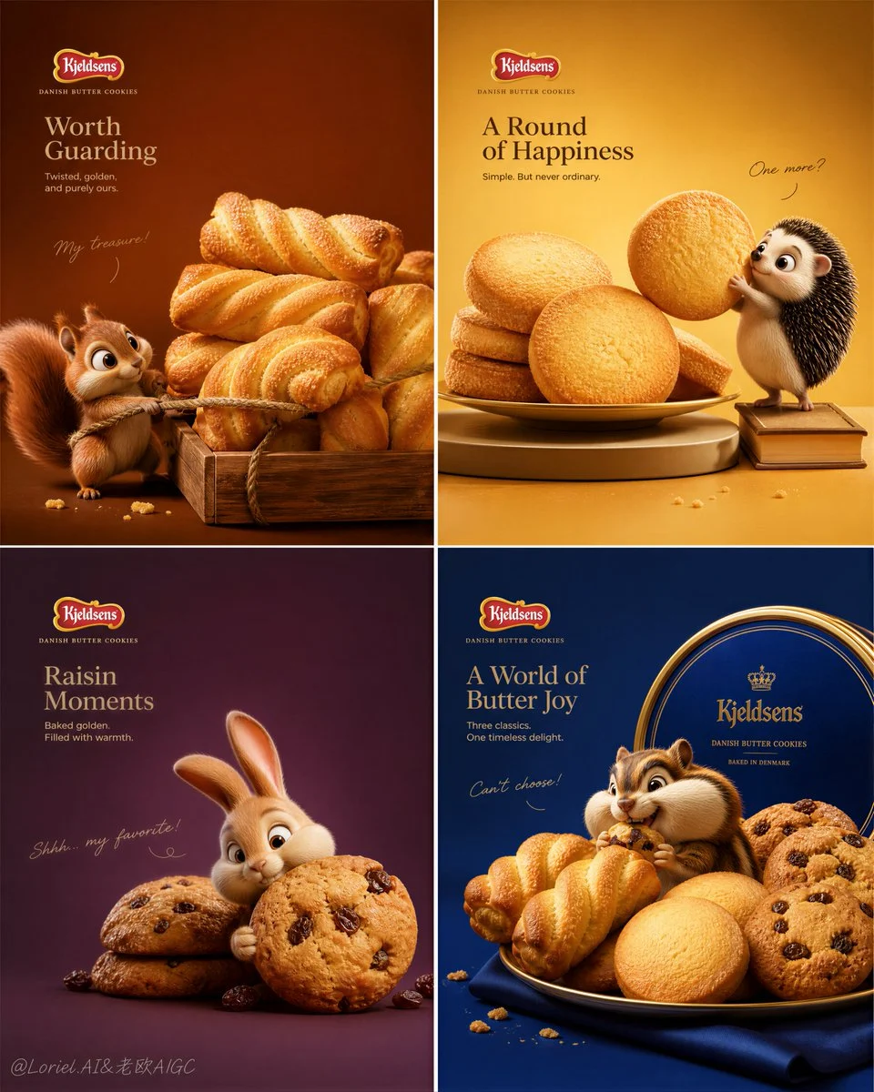 Kjeldsens ultra-premium four-panel cookie campaign