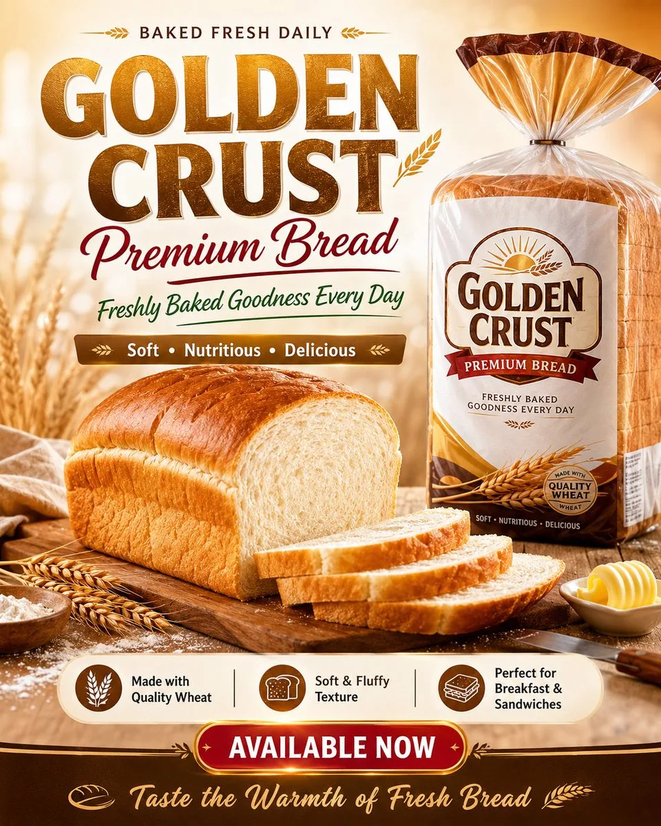 golden crust premium bread flyer — premium bakery advertisement