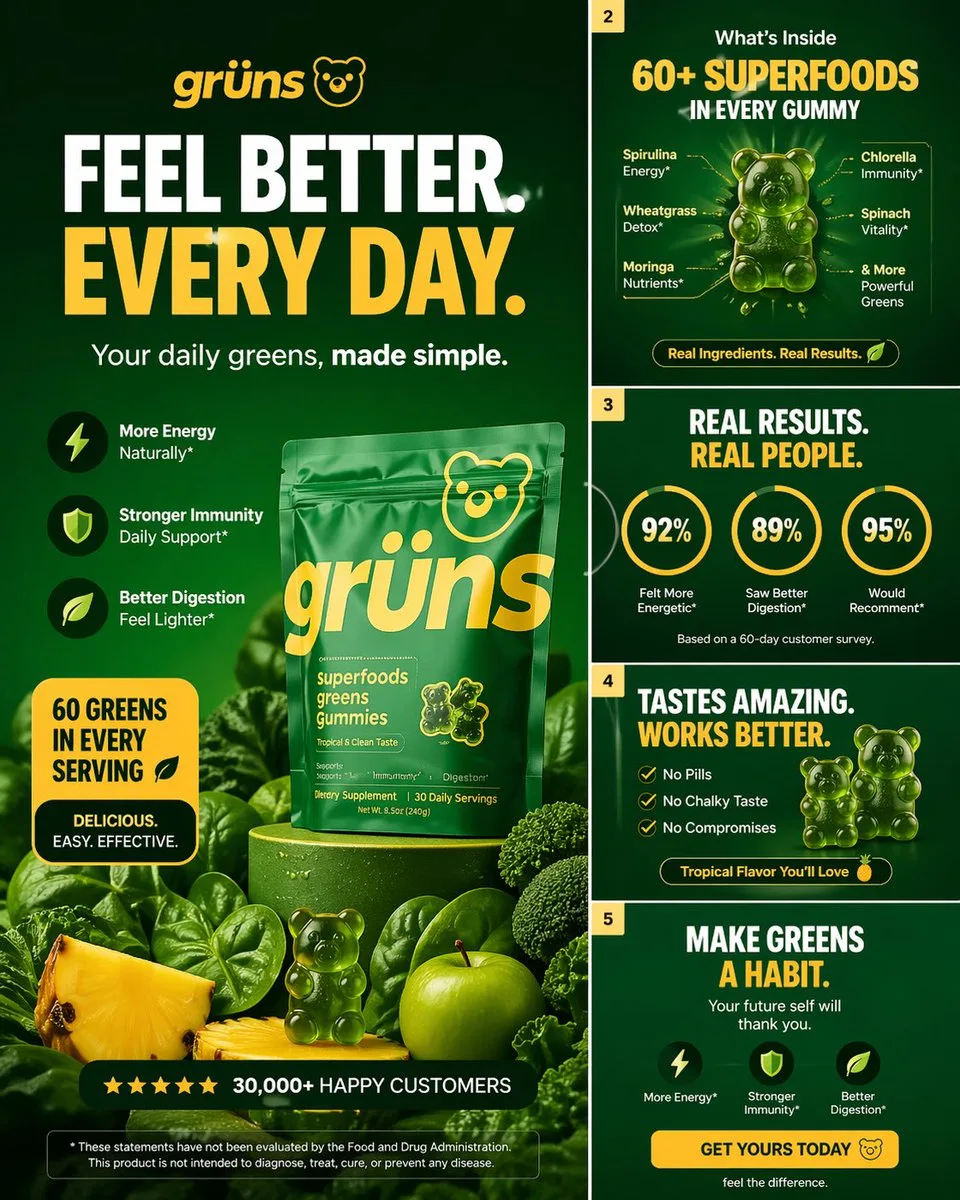 mobile-first premium carousel for greens-gummies