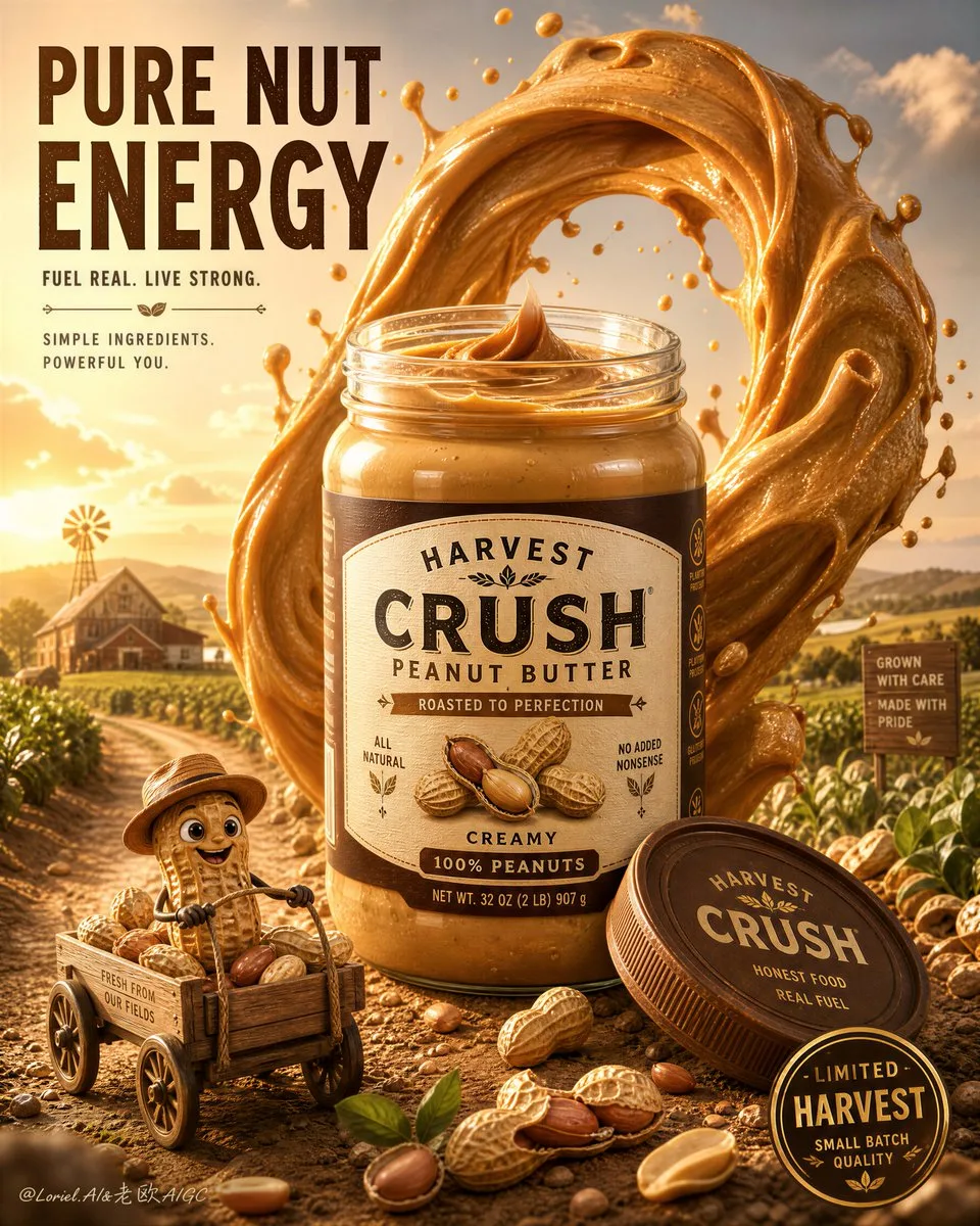 ultra-premium peanut-butter poster with mascot