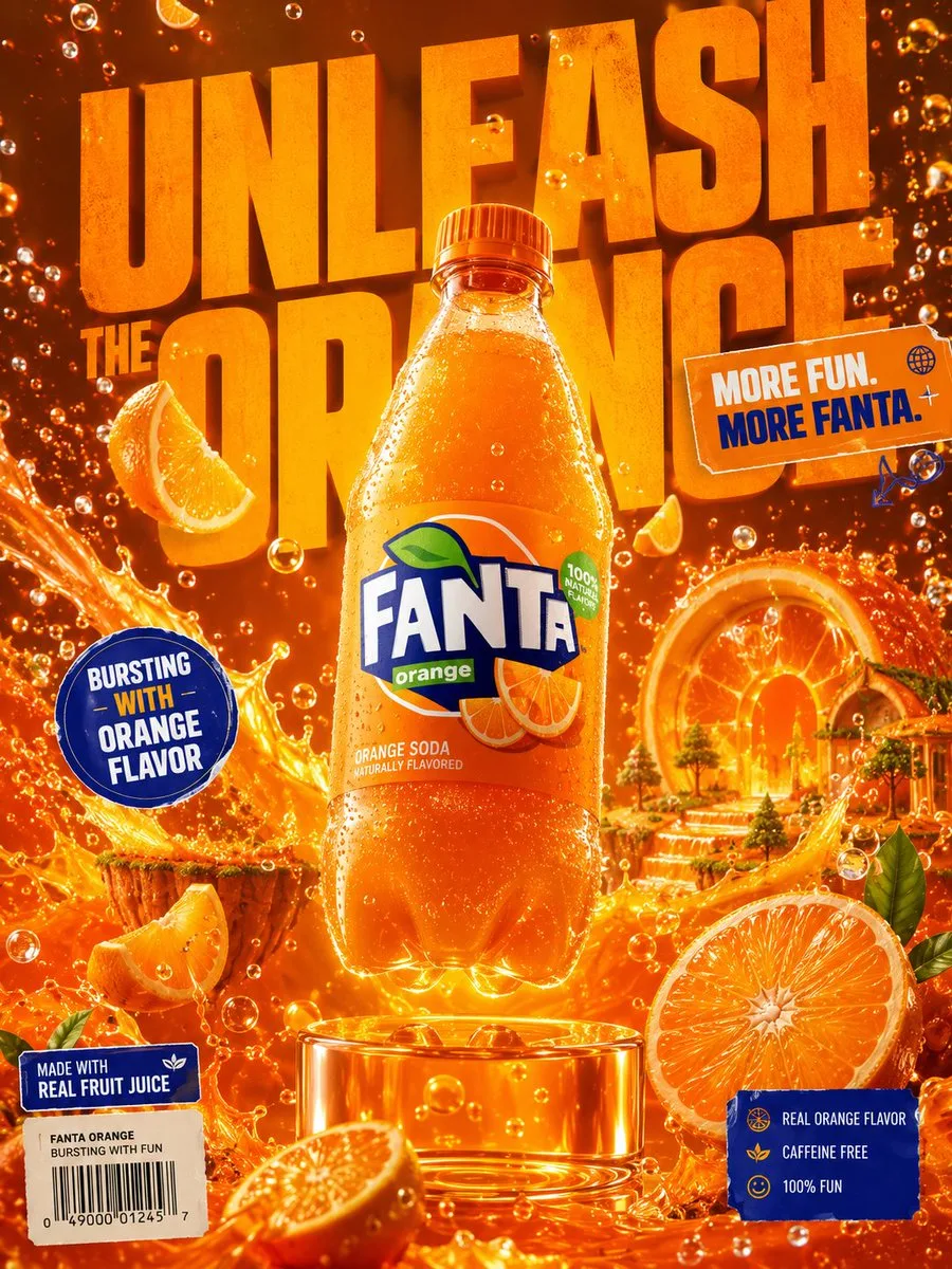 Fanta Orange premium 3D advertising poster