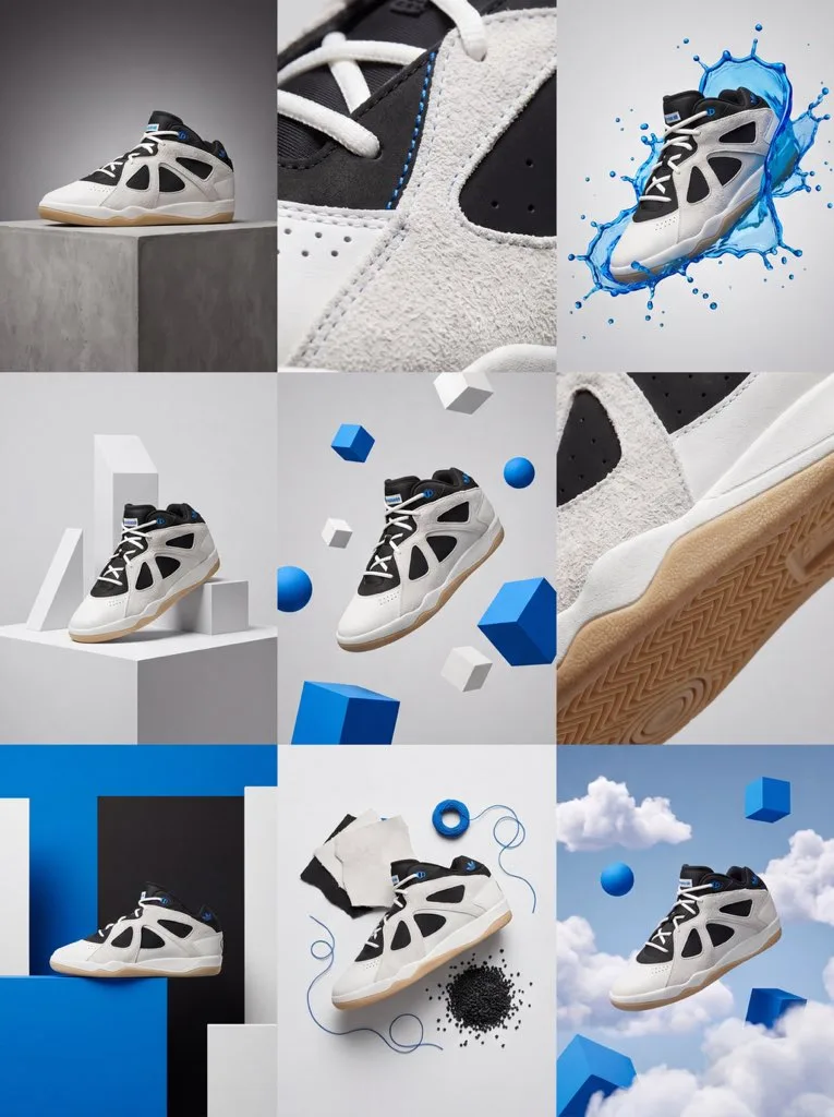 high-end 3x3 product grid — nine cohesive luxury concepts
