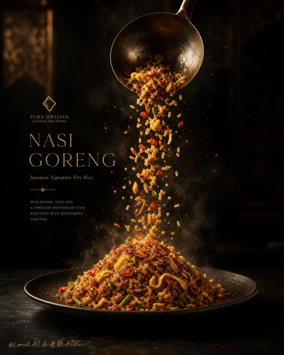 Ultra-premium annual key-visual poster — Thai Pineapple Fried Rice centered