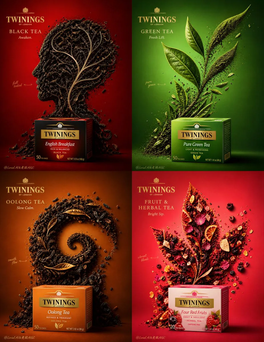 Twinings ultra-premium 4-panel commercial poster