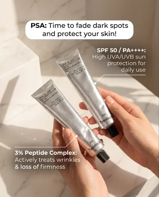 PSA bubble + annotated hands static ad layout