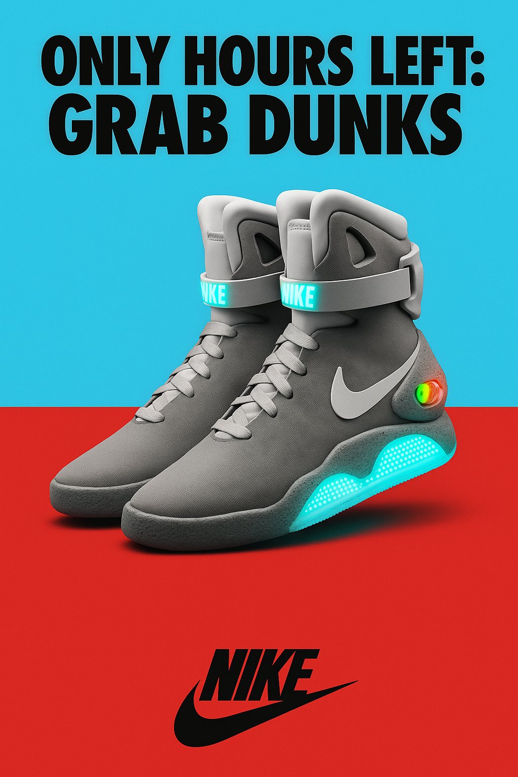 Dunks Drop: Cyan & Red Contrast Ad