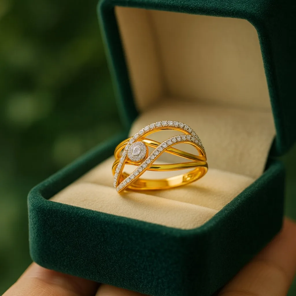 Ultra-realistic 4K jewelry display in velvet green box