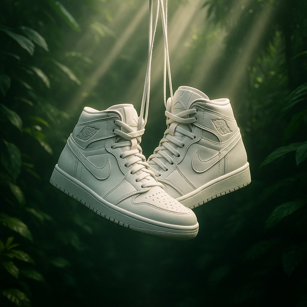 Enchanted Flight: Air Jordans in the Misty Forest