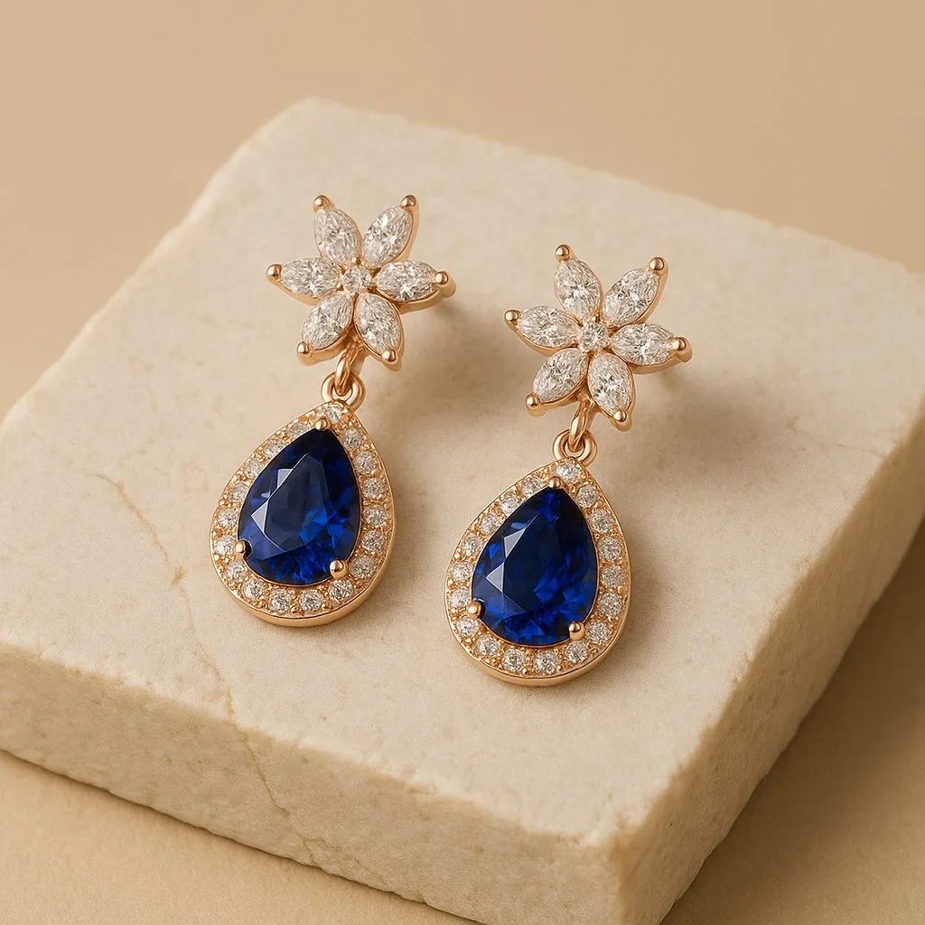 ultra-realistic jewelry product photo on white stone