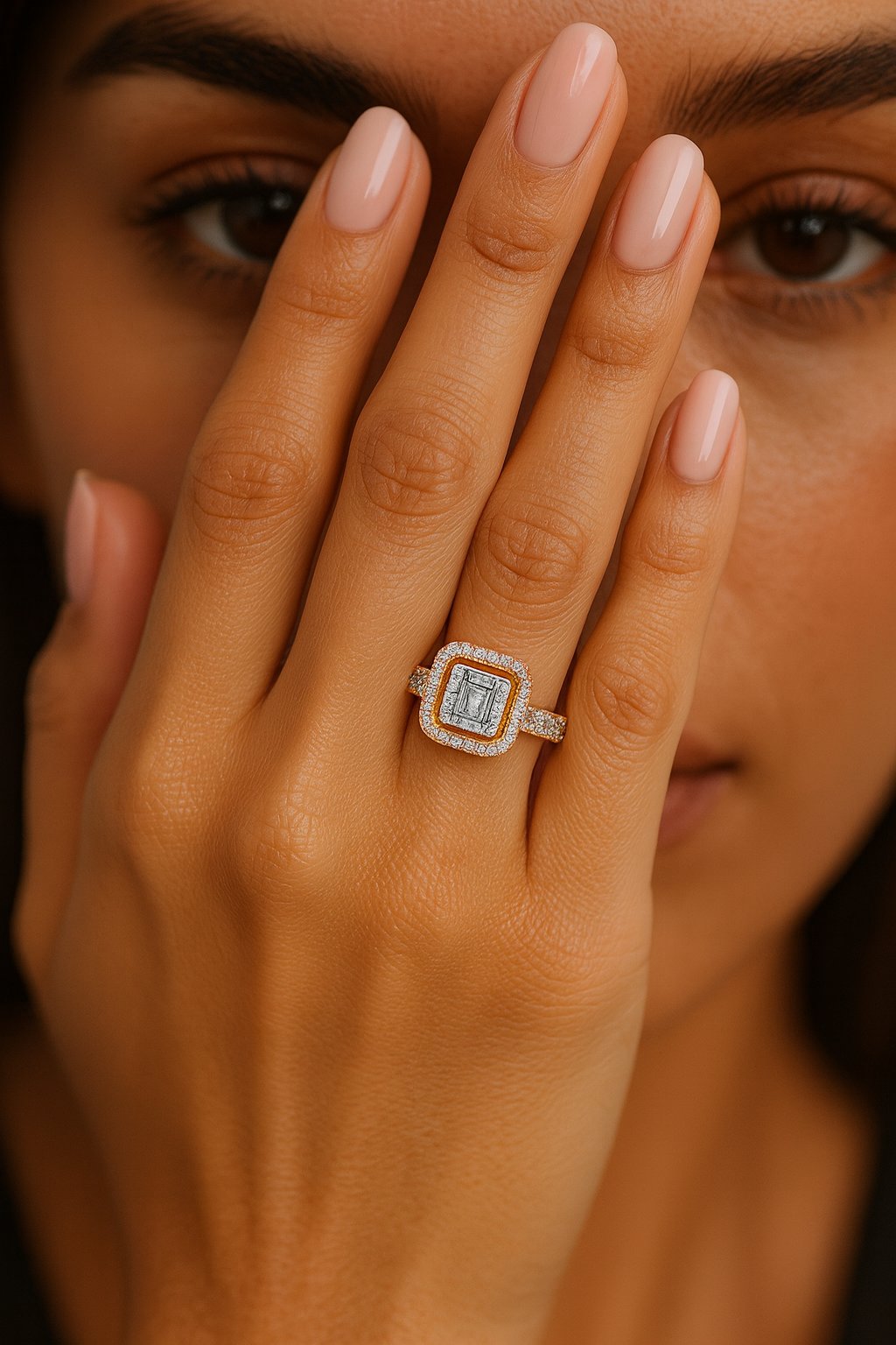 A hyper-detailed, photo-realistic product image featuring Luxury diamond Ring