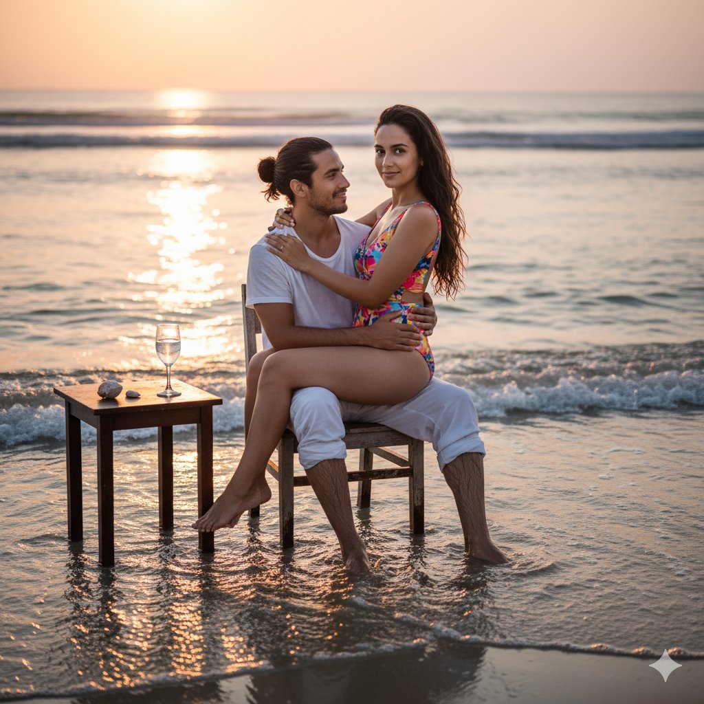 Golden Hour Beach Couple Romance