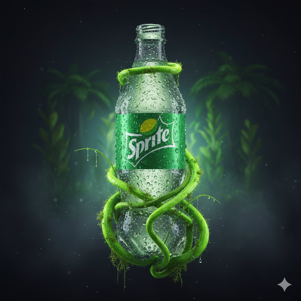  ​Nature's Clarity: The Vine-Wrapped Sprite Soft Drink 