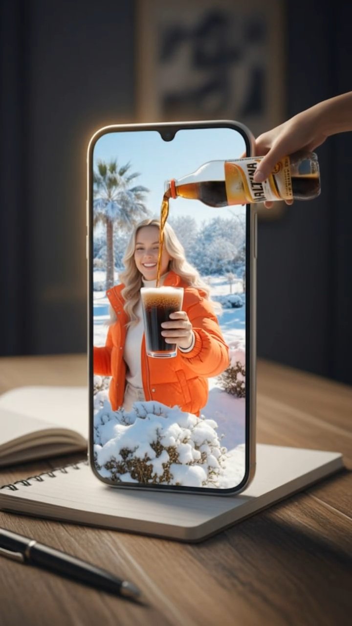 Reality-Bending Phone Illusion — Liquid Pouring from Screen Concept