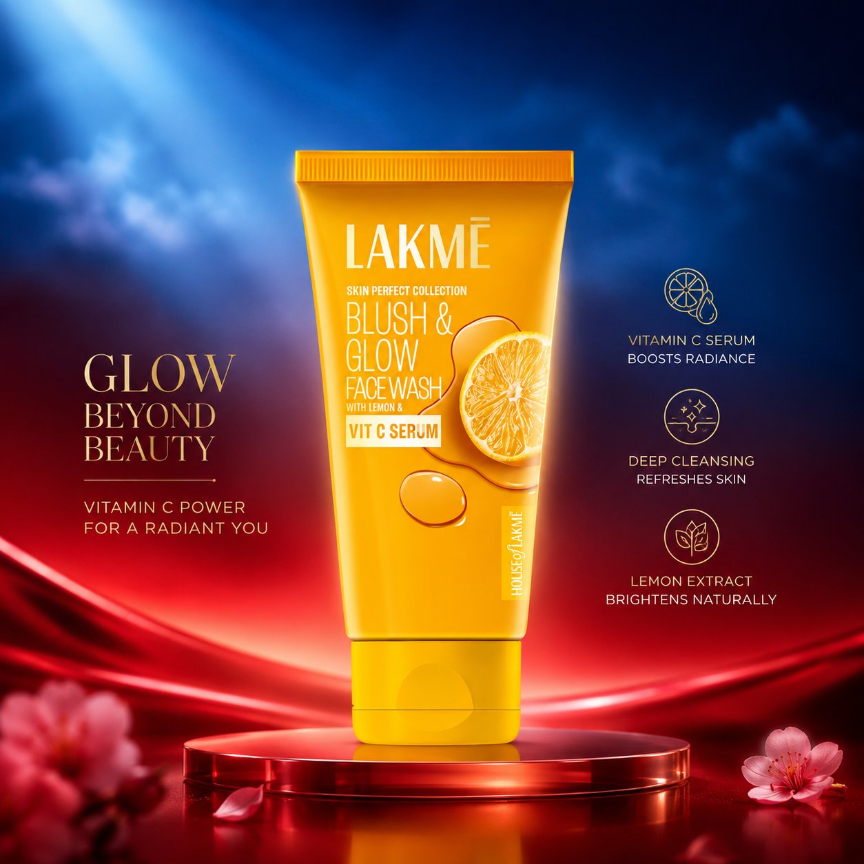 A premium cosmetic social media poster design inspired by luxury skincare