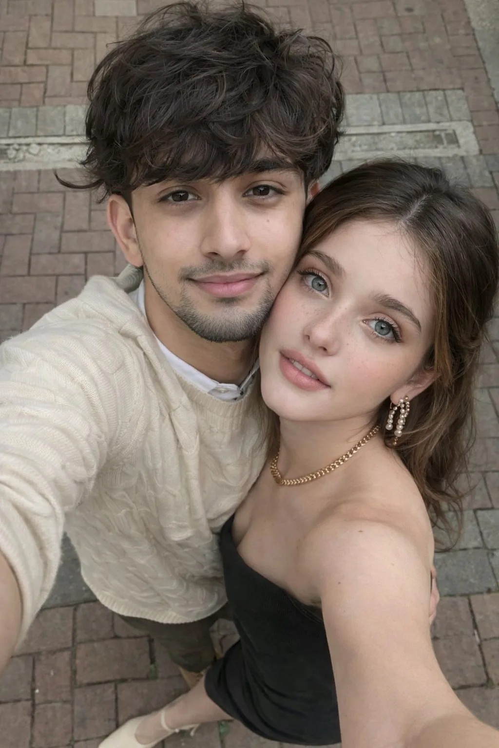 Ultra-realistic outdoor couple selfie with natural lighting