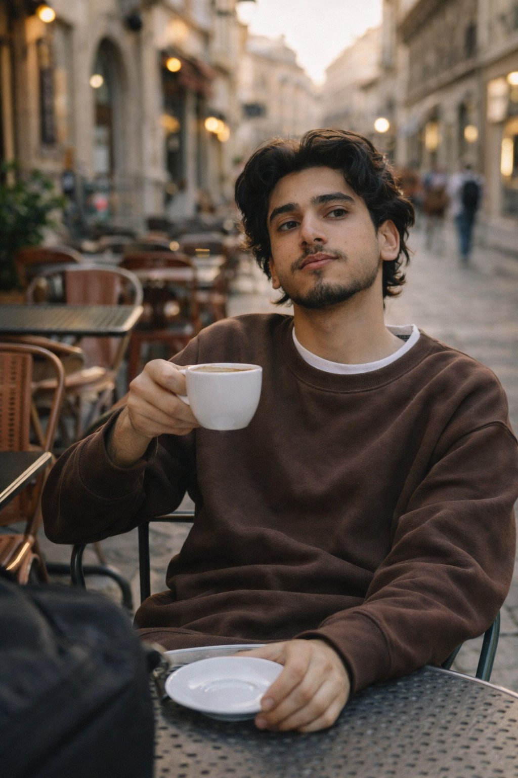  ultra-realistic candid café photo.