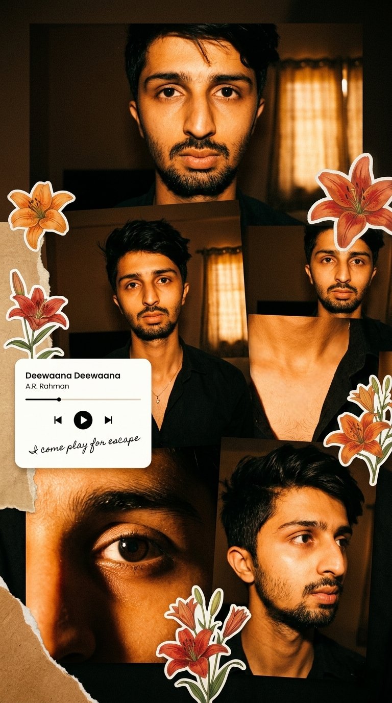 Cinematic Emotional Portrait Collage with Warm Moody Lighting