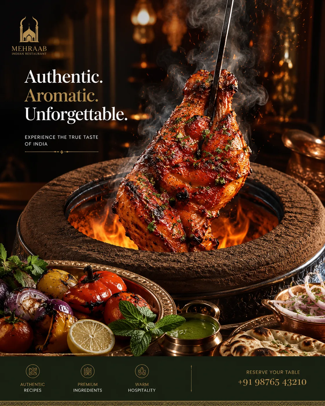 ultra-premium tandoori chicken commercial food hero