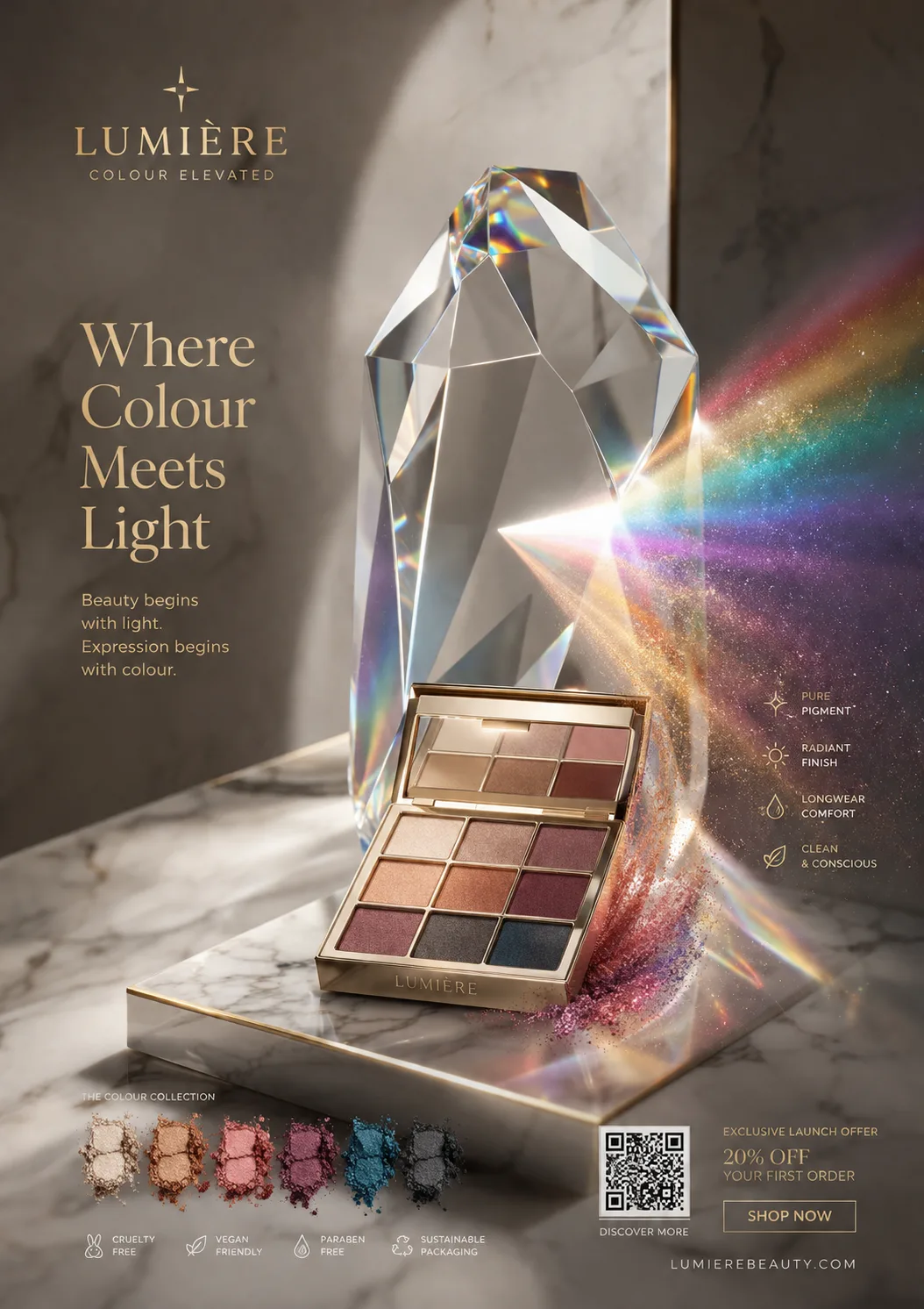 ultra-premium crystal prism cosmetics campaign