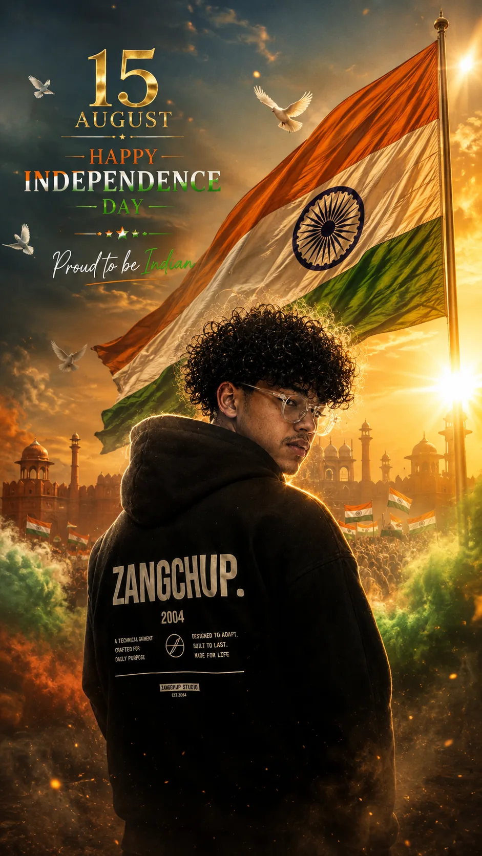Independence Day Instagram Story portrait with Indian flag