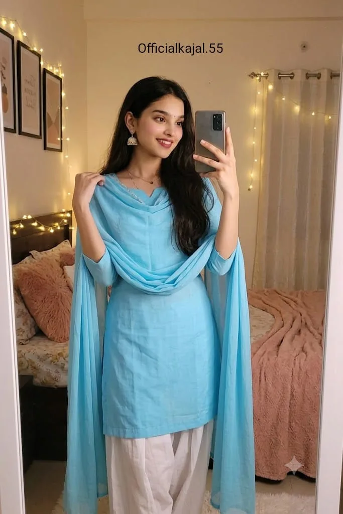 girl-in-sky-blue-pathani-salwar-mirror-selfie