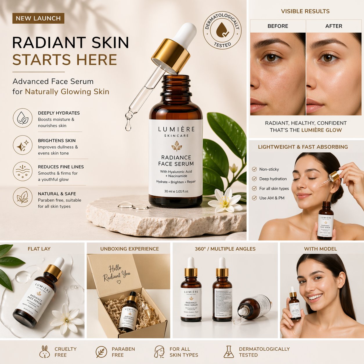 Skin serum ad poster prompt