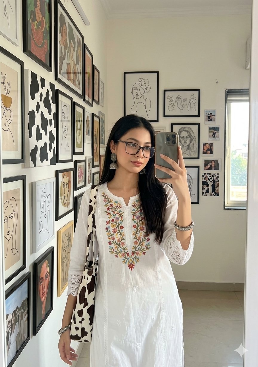 white kurti prompt