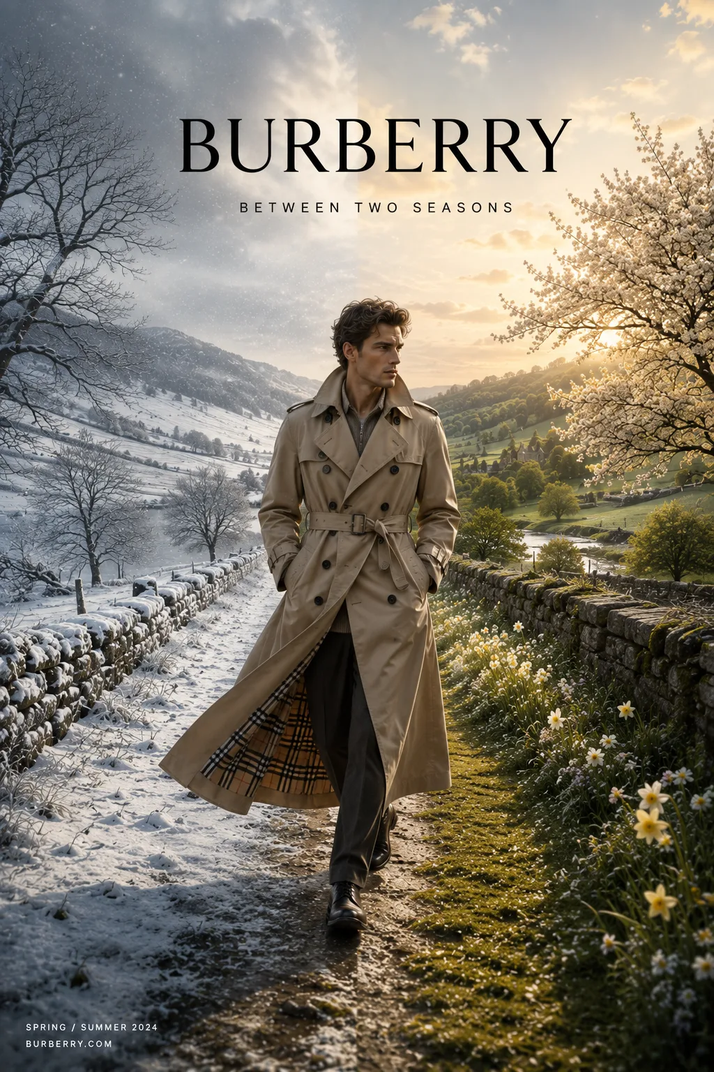 Burberry "Between Two Seasons" cinematic countryside trench campaign