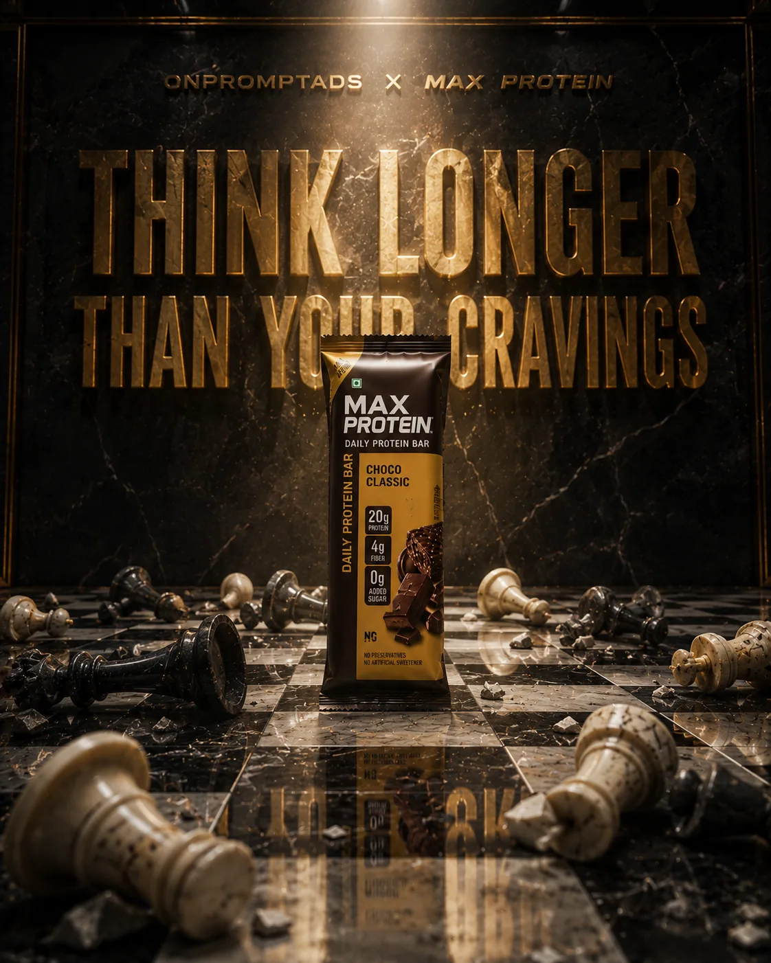 ultra-premium max protein luxury chessroom hero shot