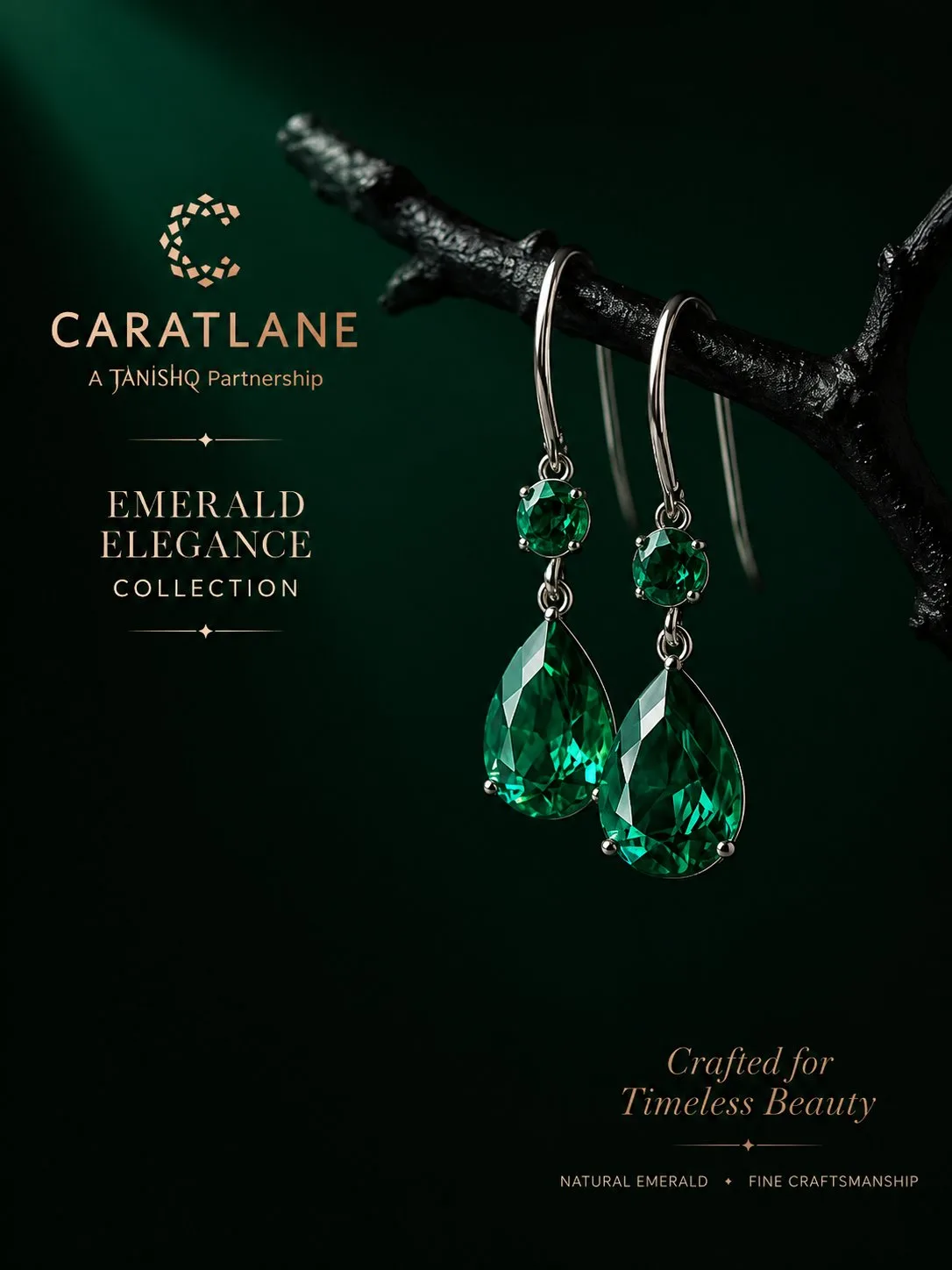 emerald-elegance drop earrings luxury ad