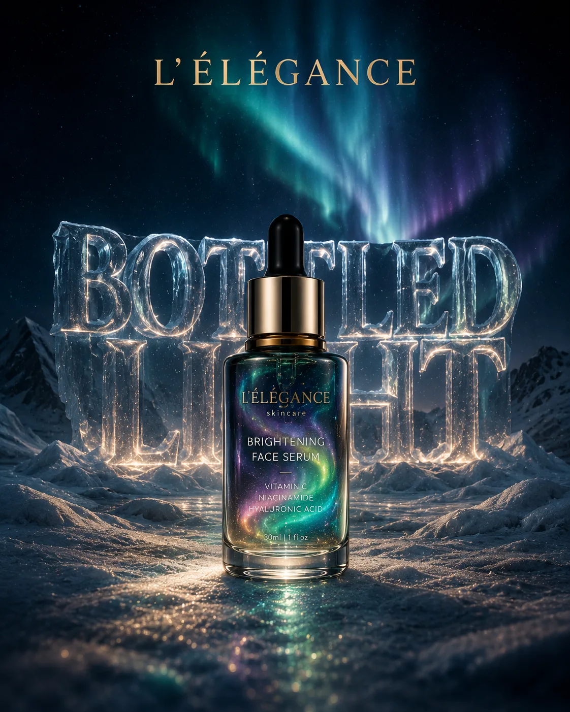 l'élégance bottled light — luxury face serum campaign