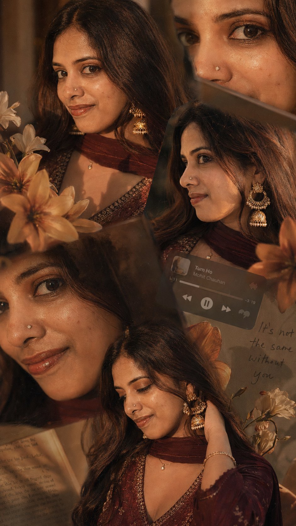 Cinematic traditional golden collage scrapbook