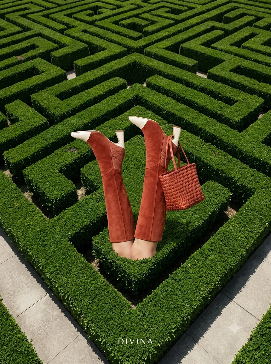 surreal-fashion-portrait-legs-in-hedge-maze