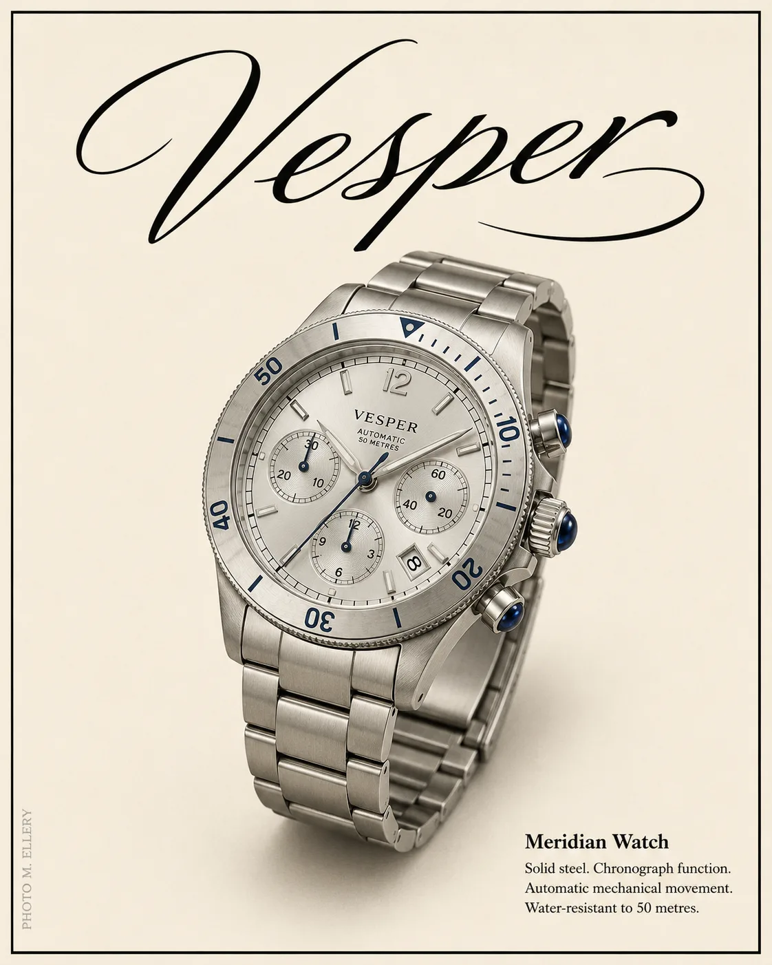 vesper vintage chronograph print ad