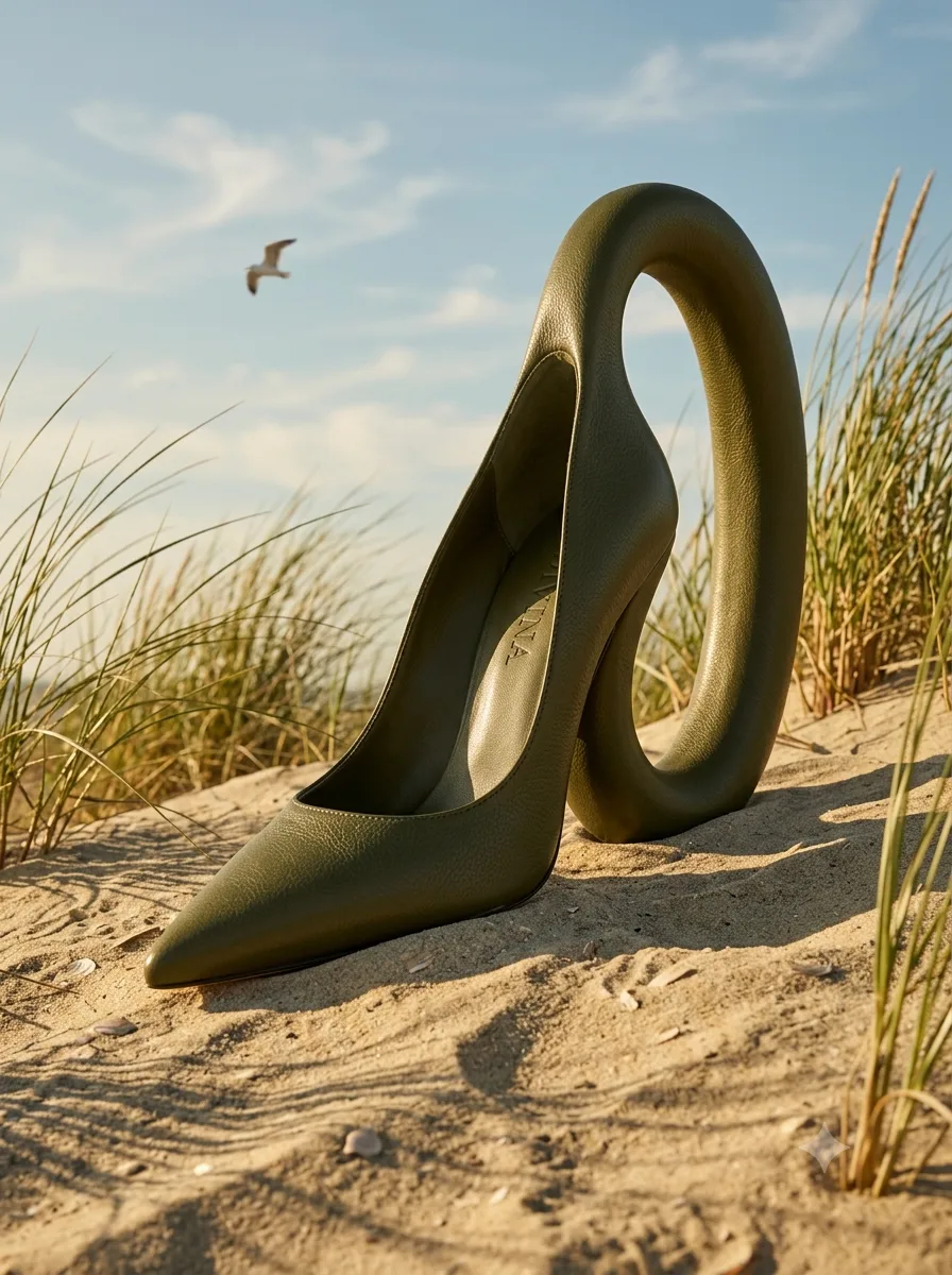 surreal-olive-green-pump-on-sandy-dune