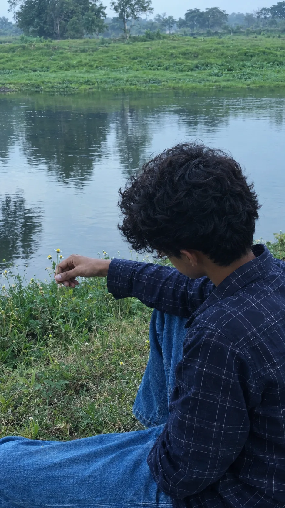 ultra-realistic cinematic riverside portrait 9:16