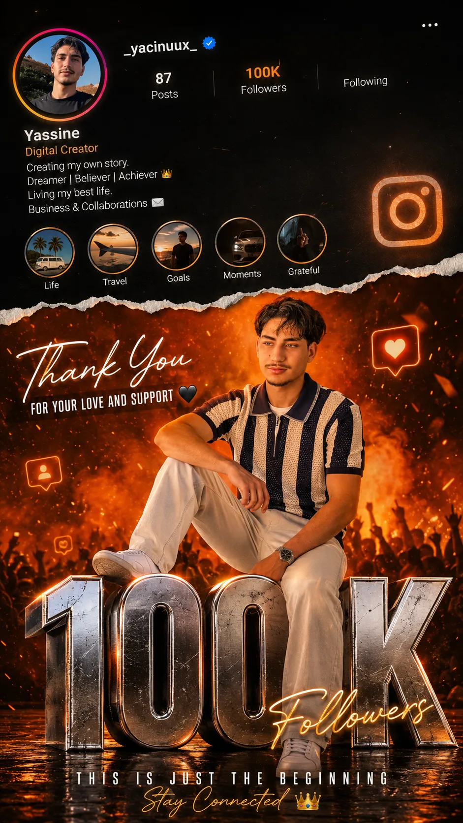 100K-followers-celebration-editorial-poster