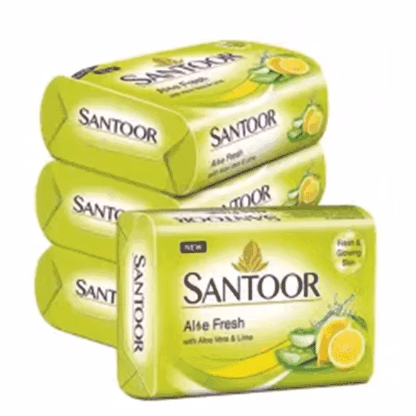 Santoor Fresh Skin Lime, Aloe Vera & Menthol Soap Set 4*100 Gm