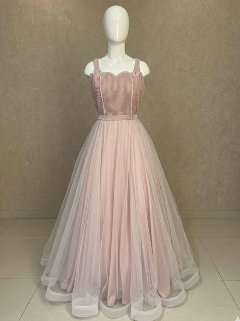 Pink Sweetheart Pleated Gown.