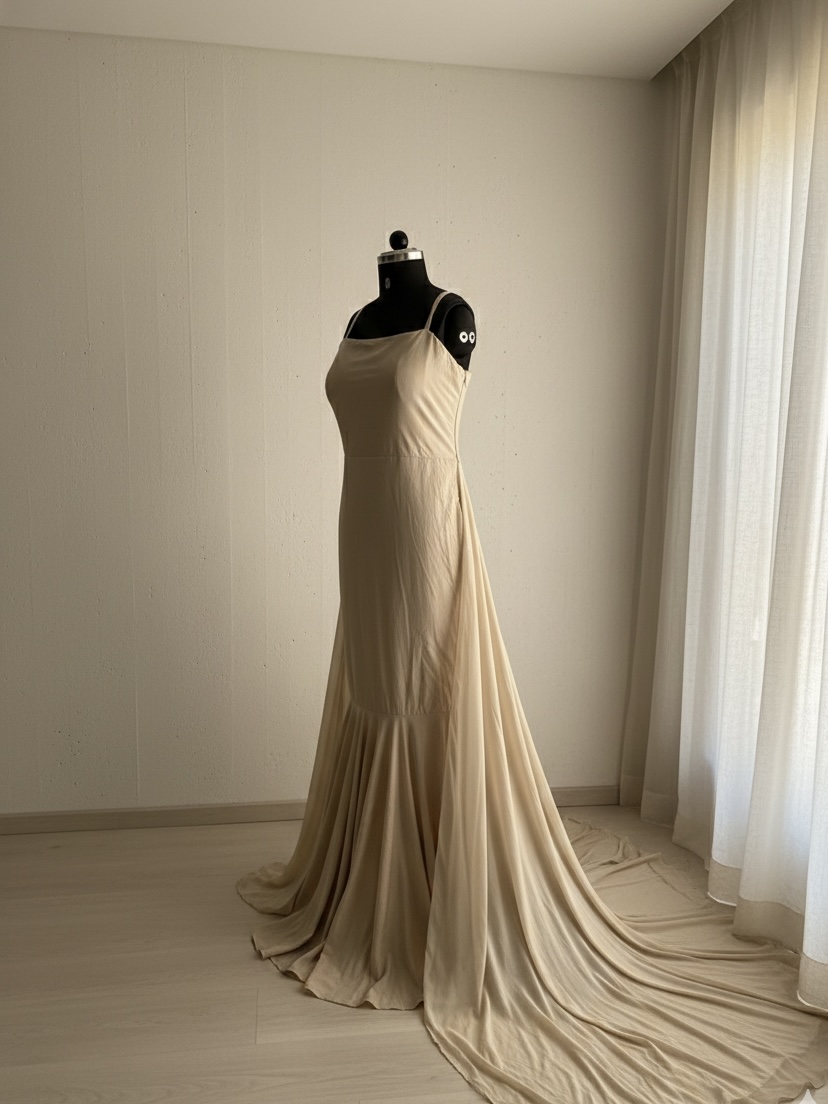 Champagne Drape Trail Gown